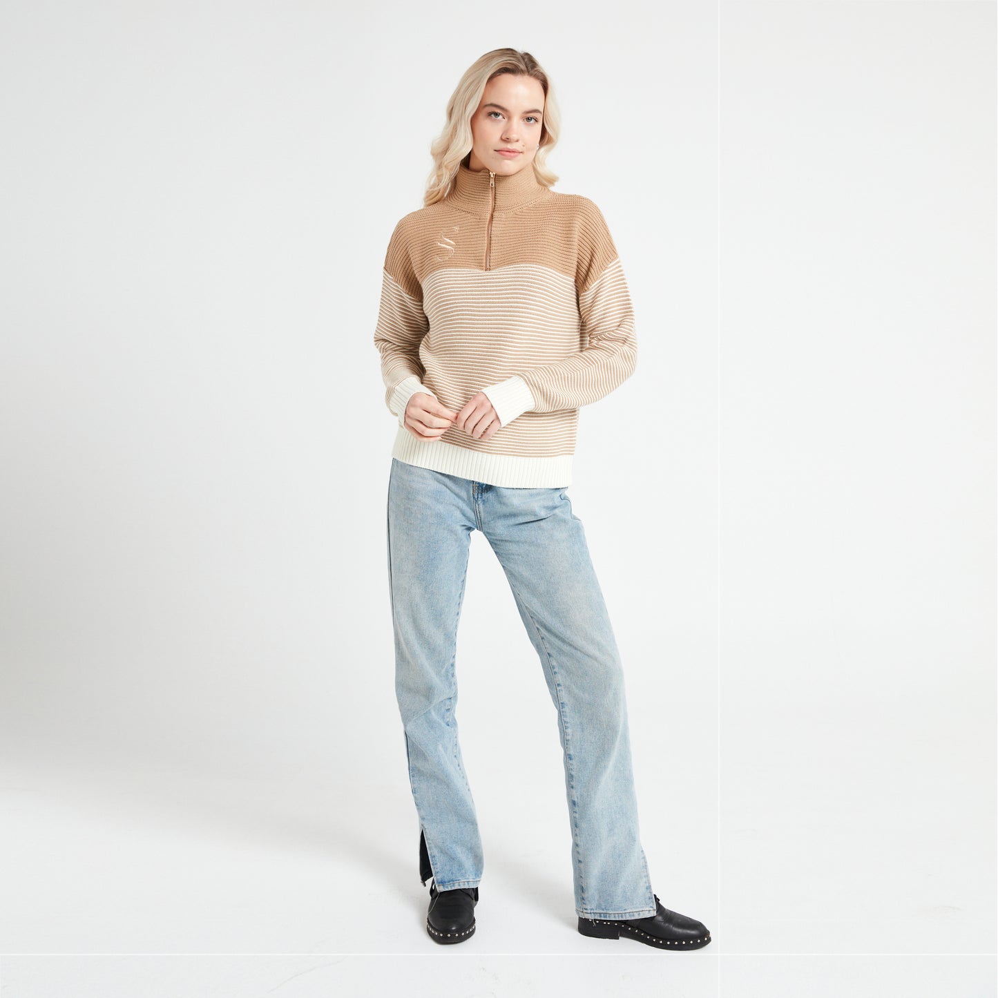 JACKSON SWEATER- White/Tan